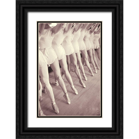 Ballet Black Ornate Wood Framed Art Print with Double Matting by Vintage Apple Collection
