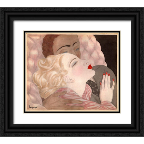 Love By Le Pape Black Ornate Wood Framed Art Print with Double Matting by Vintage Apple Collection