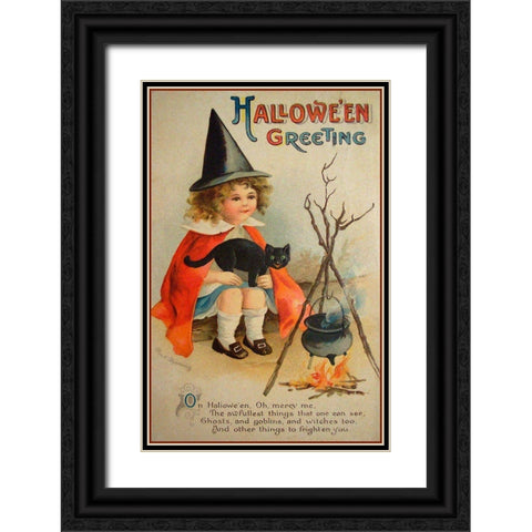 Halloween Cauldron.tif Black Ornate Wood Framed Art Print with Double Matting by Vintage Apple Collection
