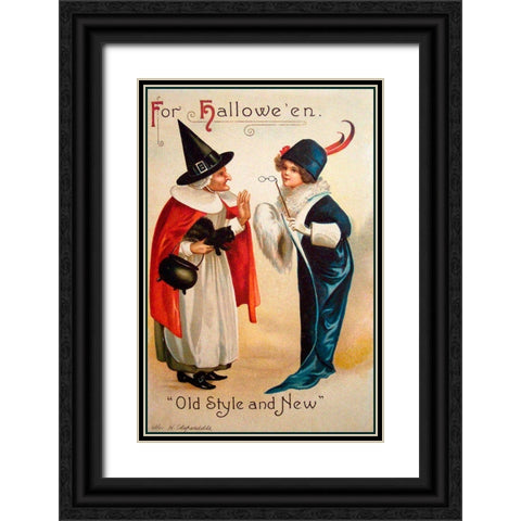 Halloween Old Style.tif Black Ornate Wood Framed Art Print with Double Matting by Vintage Apple Collection