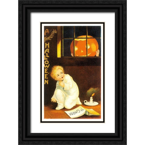 Thrilling Ii Halloween.tif Black Ornate Wood Framed Art Print with Double Matting by Vintage Apple Collection