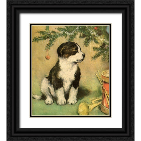Doggy Black Ornate Wood Framed Art Print with Double Matting by Vintage Apple Collection