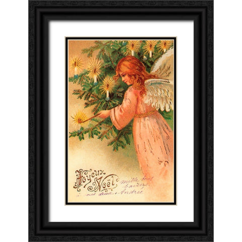 Joyeaux Noel Black Ornate Wood Framed Art Print with Double Matting by Vintage Apple Collection