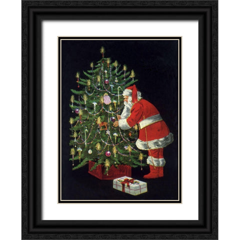 Santa II Black Ornate Wood Framed Art Print with Double Matting by Vintage Apple Collection