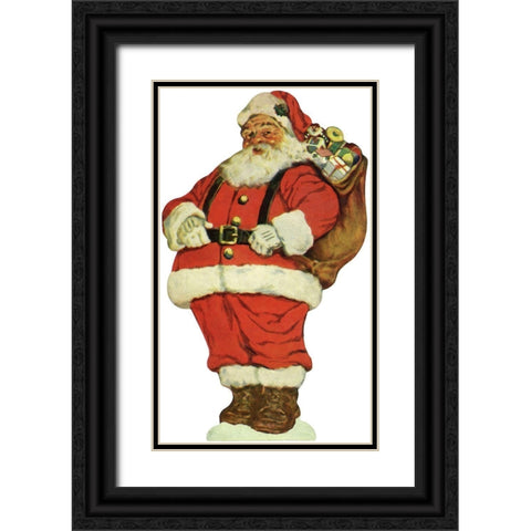 Santa Black Ornate Wood Framed Art Print with Double Matting by Vintage Apple Collection