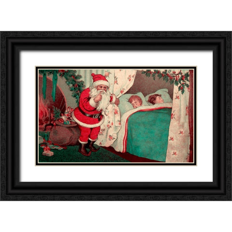 Sleeping Children Black Ornate Wood Framed Art Print with Double Matting by Vintage Apple Collection