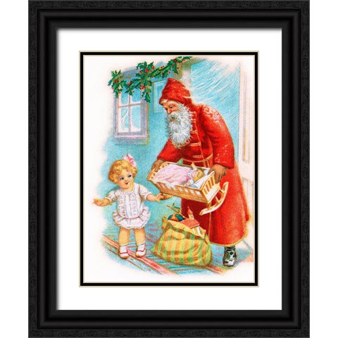 Vintage Xmas 3 Black Ornate Wood Framed Art Print with Double Matting by Vintage Apple Collection