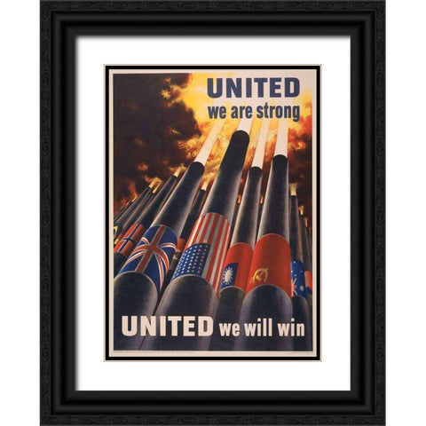United Black Ornate Wood Framed Art Print with Double Matting by Vintage Apple Collection