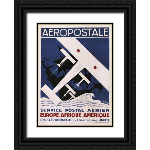 Aeropostale Black Ornate Wood Framed Art Print with Double Matting by Vintage Apple Collection