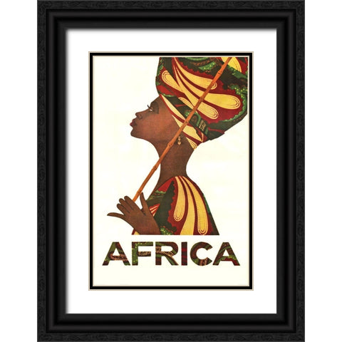 Africa Turban Black Ornate Wood Framed Art Print with Double Matting by Vintage Apple Collection