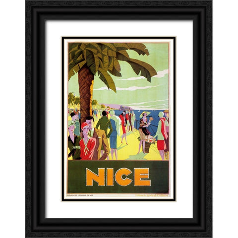 France Nice Black Ornate Wood Framed Art Print with Double Matting by Vintage Apple Collection