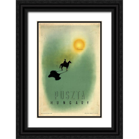 Hungary Black Ornate Wood Framed Art Print with Double Matting by Vintage Apple Collection