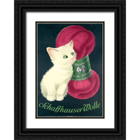 Kittywool Black Ornate Wood Framed Art Print with Double Matting by Vintage Apple Collection