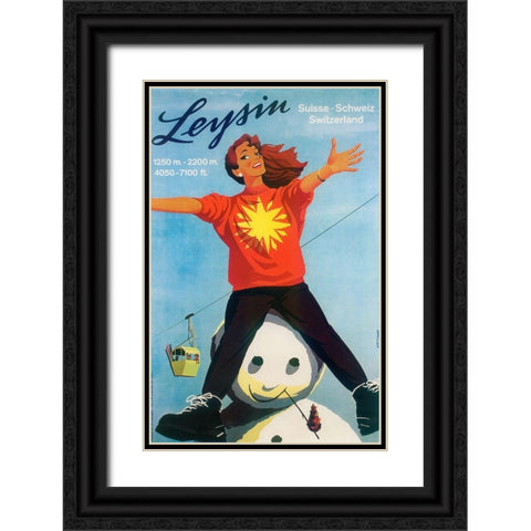 Leysin Black Ornate Wood Framed Art Print with Double Matting by Vintage Apple Collection