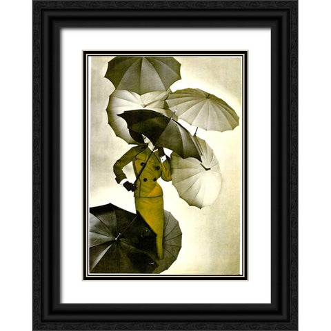 Umbrella Black Ornate Wood Framed Art Print with Double Matting by Vintage Apple Collection