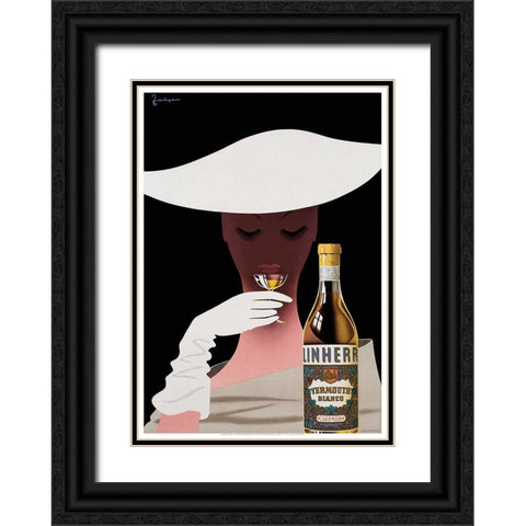 Vermouth Black Ornate Wood Framed Art Print with Double Matting by Vintage Apple Collection