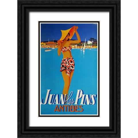 Antibes Black Ornate Wood Framed Art Print with Double Matting by Vintage Apple Collection