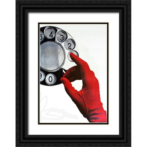 Call Me Black Ornate Wood Framed Art Print with Double Matting by Vintage Apple Collection