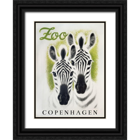 Copenhagen Zoo Black Ornate Wood Framed Art Print with Double Matting by Vintage Apple Collection