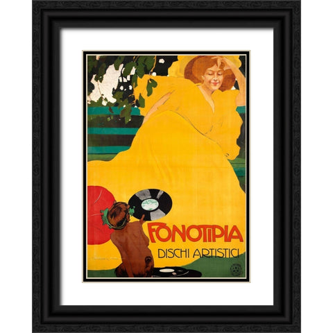 Fonotipia Black Ornate Wood Framed Art Print with Double Matting by Vintage Apple Collection