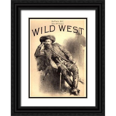 Buffalo Bill Black Ornate Wood Framed Art Print with Double Matting by Vintage Apple Collection