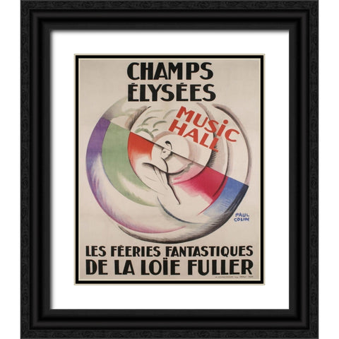 Champs Elysees Black Ornate Wood Framed Art Print with Double Matting by Vintage Apple Collection