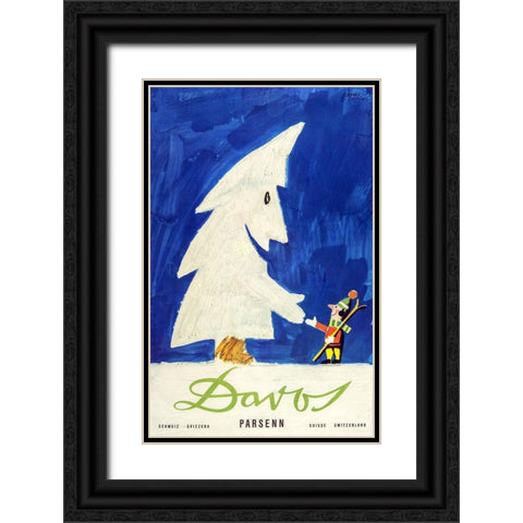 Davos 1 Black Ornate Wood Framed Art Print with Double Matting by Vintage Apple Collection