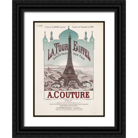 eiffel exposition Black Ornate Wood Framed Art Print with Double Matting by Vintage Apple Collection