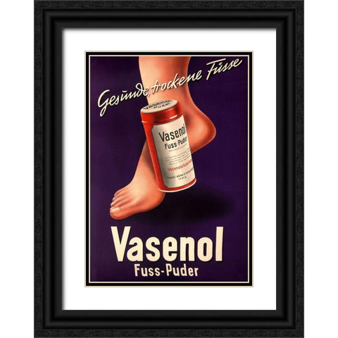 Foot Powder Black Ornate Wood Framed Art Print with Double Matting by Vintage Apple Collection