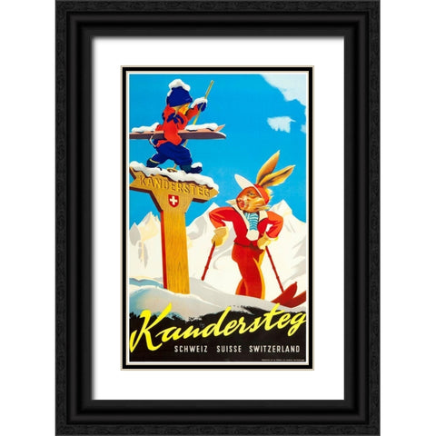 Kandersteg Black Ornate Wood Framed Art Print with Double Matting by Vintage Apple Collection