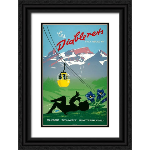 Les Diablerets Nymph Black Ornate Wood Framed Art Print with Double Matting by Vintage Apple Collection