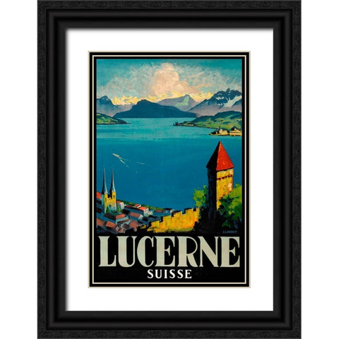Lucerne Black Ornate Wood Framed Art Print with Double Matting by Vintage Apple Collection