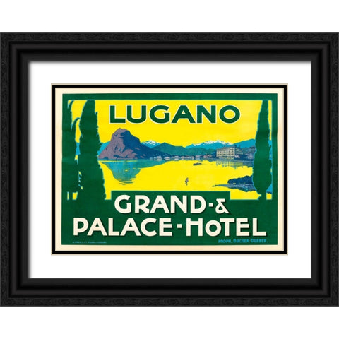 Lugano Black Ornate Wood Framed Art Print with Double Matting by Vintage Apple Collection