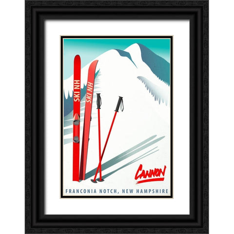 New Hampshire Black Ornate Wood Framed Art Print with Double Matting by Vintage Apple Collection