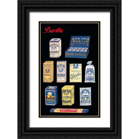 Pasta Barilla Black Ornate Wood Framed Art Print with Double Matting by Vintage Apple Collection