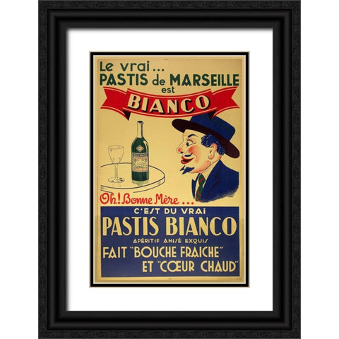 Pastis Bianco Black Ornate Wood Framed Art Print with Double Matting by Vintage Apple Collection