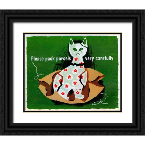 Please Pack Parcels Black Ornate Wood Framed Art Print with Double Matting by Vintage Apple Collection