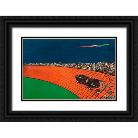 Racing Italy Black Ornate Wood Framed Art Print with Double Matting by Vintage Apple Collection