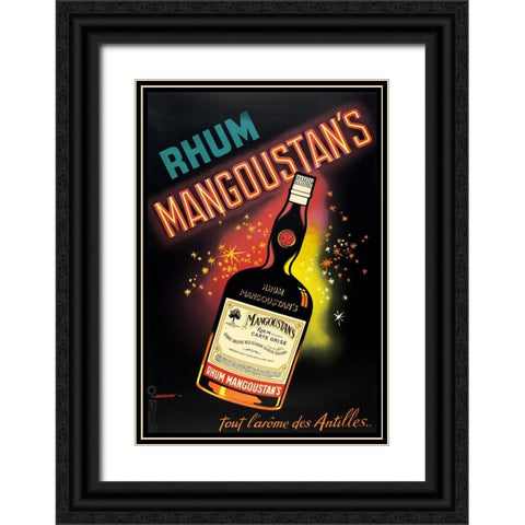 Rhum Mangoustan Black Ornate Wood Framed Art Print with Double Matting by Vintage Apple Collection