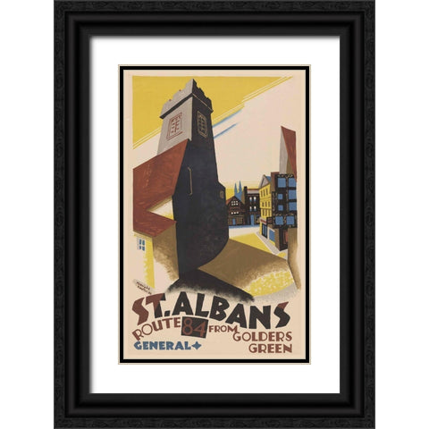 St. Albans Black Ornate Wood Framed Art Print with Double Matting by Vintage Apple Collection