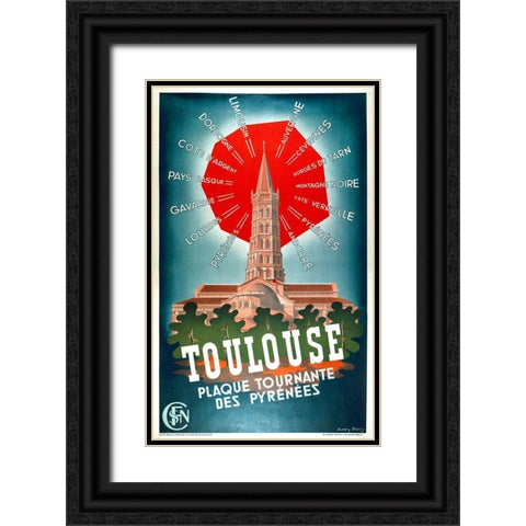 Toulouse Black Ornate Wood Framed Art Print with Double Matting by Vintage Apple Collection