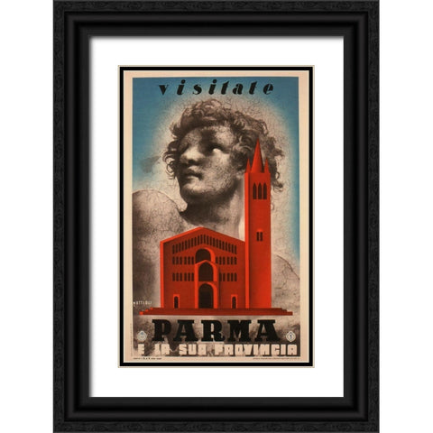 Visitate Parma Black Ornate Wood Framed Art Print with Double Matting by Vintage Apple Collection
