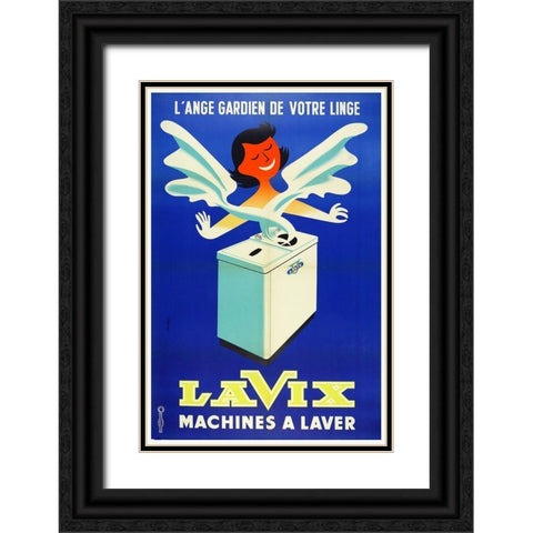 Washing Machine Black Ornate Wood Framed Art Print with Double Matting by Vintage Apple Collection