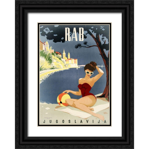 Yugoslavia Black Ornate Wood Framed Art Print with Double Matting by Vintage Apple Collection