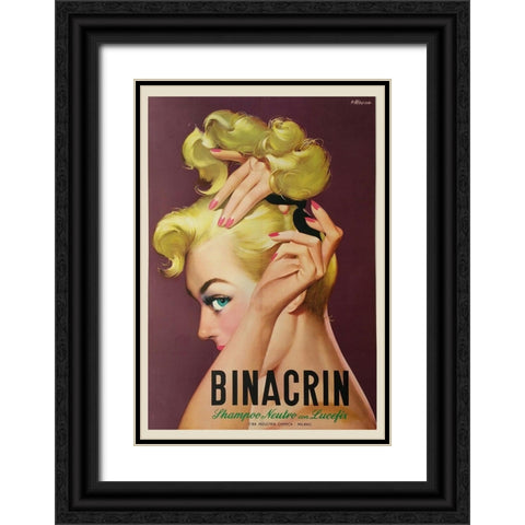 Glamour Shampoo Black Ornate Wood Framed Art Print with Double Matting by Vintage Apple Collection