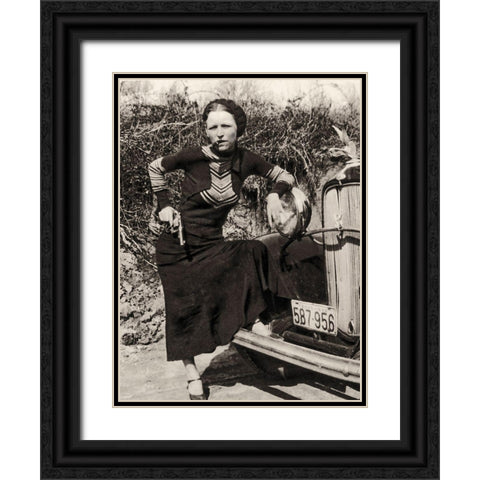 Bonnie Parker Black Ornate Wood Framed Art Print with Double Matting by Vintage Apple Collection