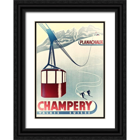 Champery Black Ornate Wood Framed Art Print with Double Matting by Vintage Apple Collection