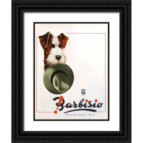 Dog Hat Black Ornate Wood Framed Art Print with Double Matting by Vintage Apple Collection