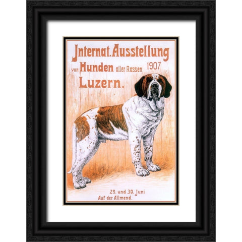German Dog Black Ornate Wood Framed Art Print with Double Matting by Vintage Apple Collection