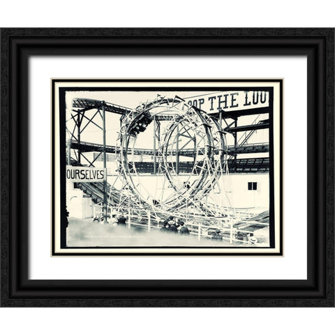 Vintage Coney Island Black Ornate Wood Framed Art Print with Double Matting by Vintage Apple Collection
